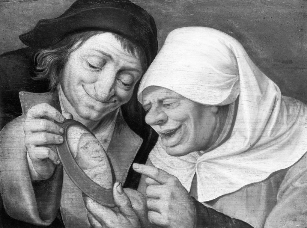 Detail of Painting of a Peasant Couple Looking at a Mirror by Jan Massys