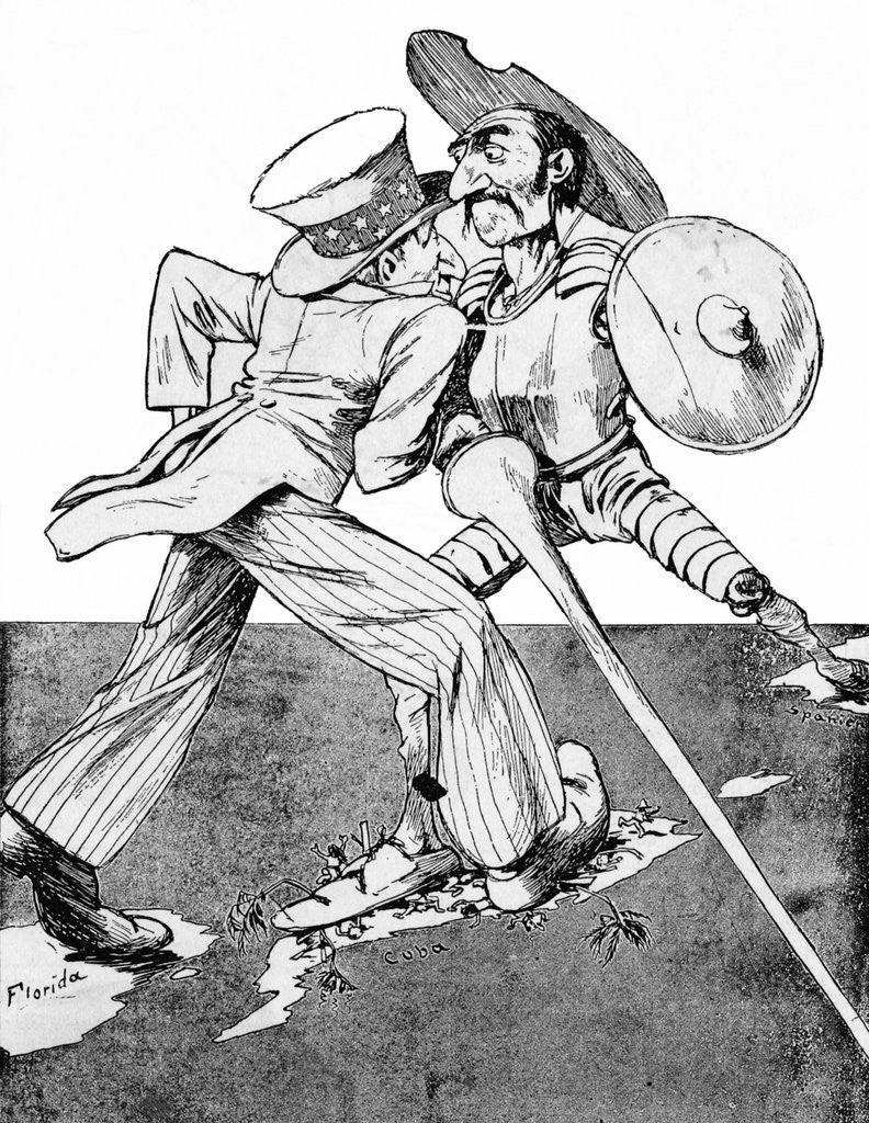 Detail of Uncle Sam and Don Quixote Face Off on Cuba by Anonymous
