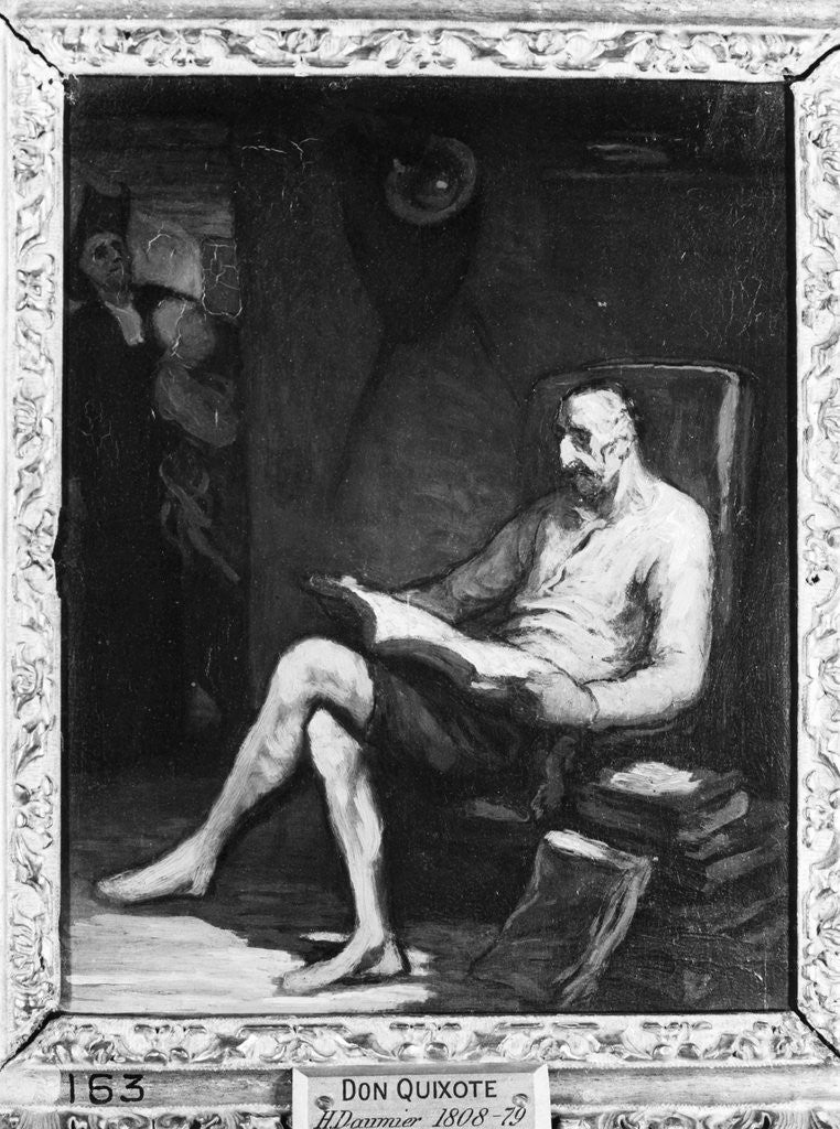 Detail of Don Quixote Reading A Novel/Painting by Anonymous