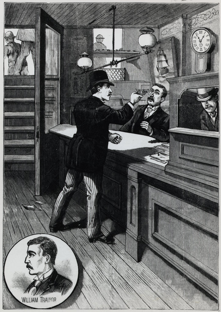 Detail of Illustration of Robber Holding Up Broker's Office by Anonymous