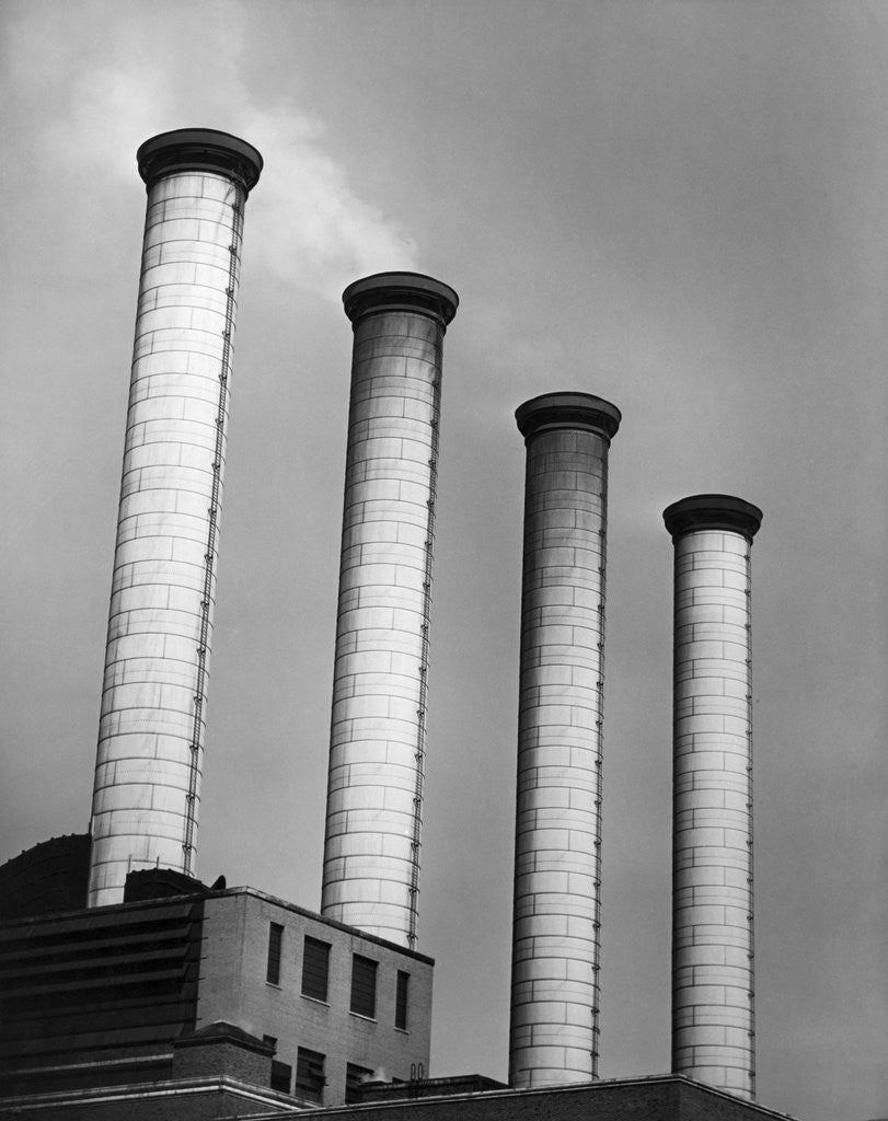 Detail of Smokestacks at Power Plant by Anonymous