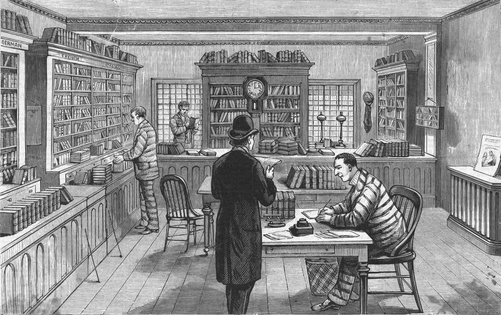Detail of Warden & Convicts in Sing Sing Library by Anonymous