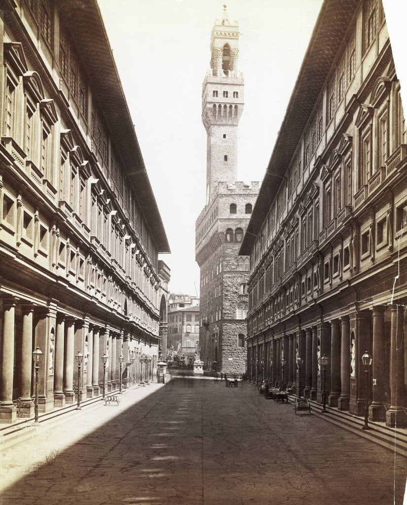 Detail of Uffizi Palace and Palazzo Vecchio Campanile by Anonymous