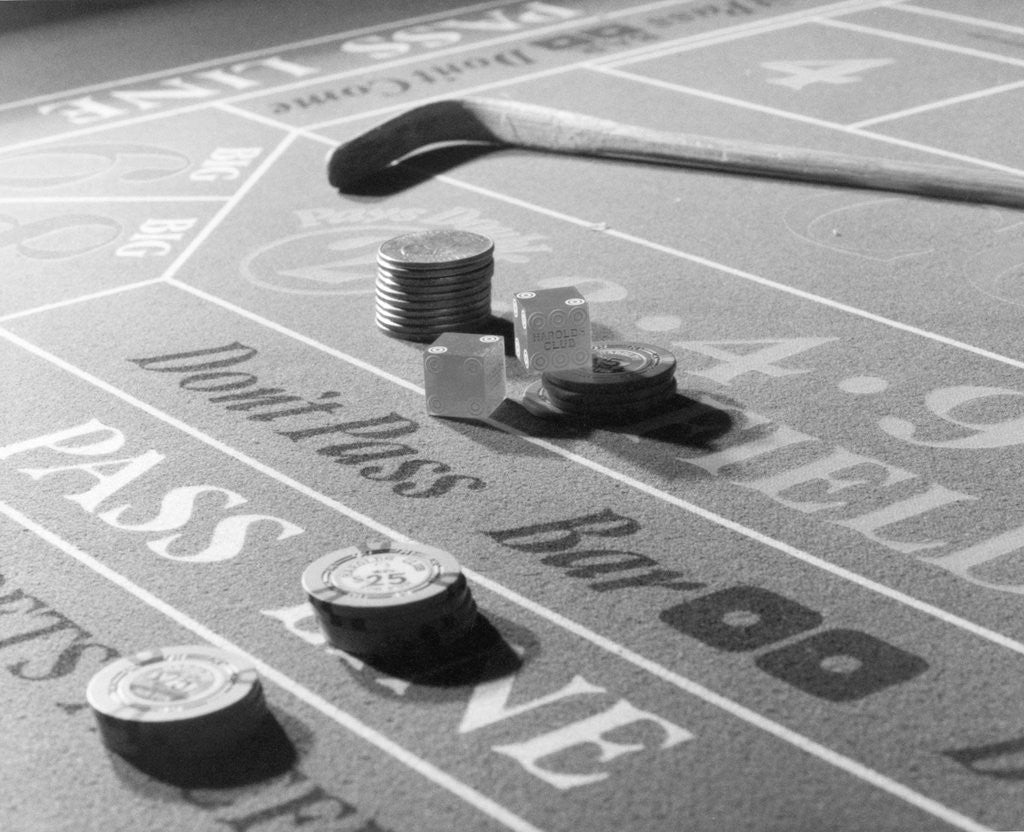 Detail of Chips & Dice on a Gambling Table by Anonymous