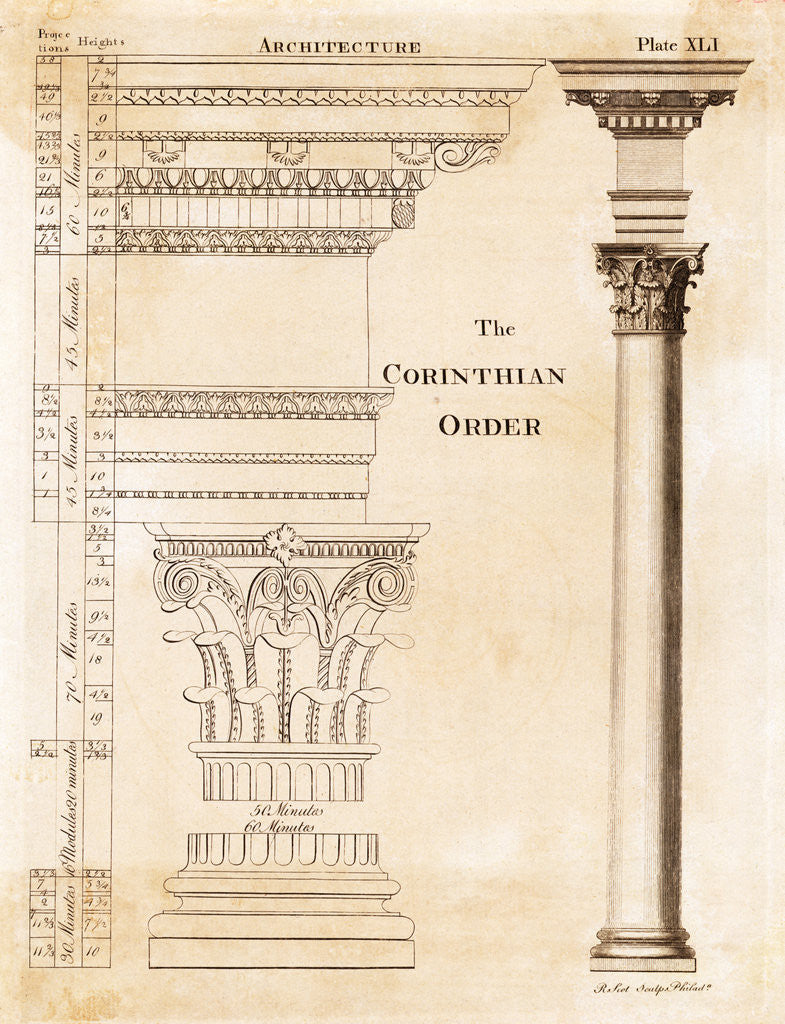 Detail of Illustration of Corinthian Columns by Anonymous