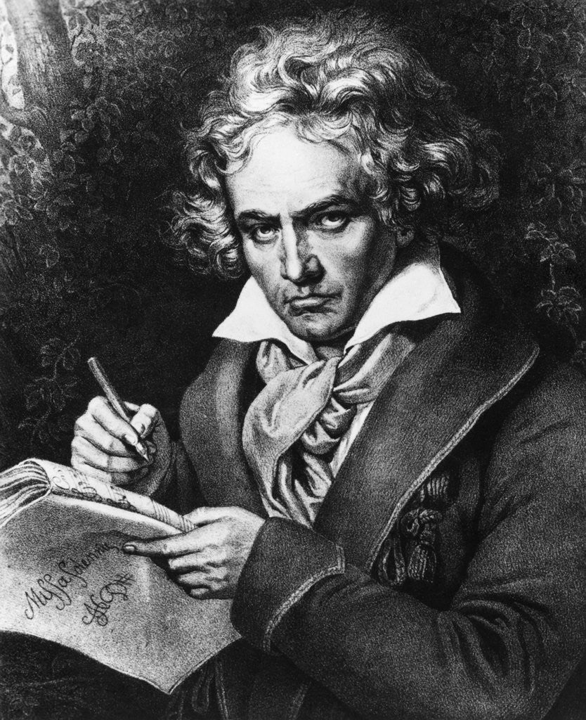 Detail of Ludwig Van Beethoven Composing/Lithograp by Anonymous