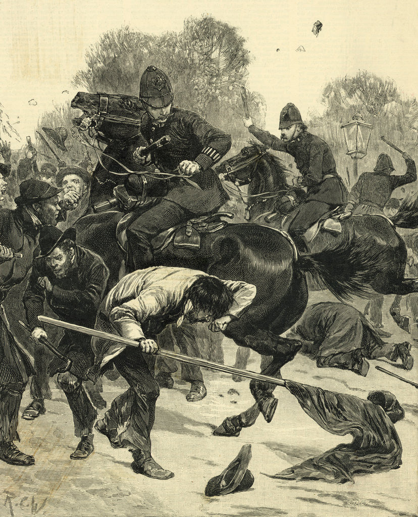 Detail of Mounted Police Tangle with Mob by Corbis