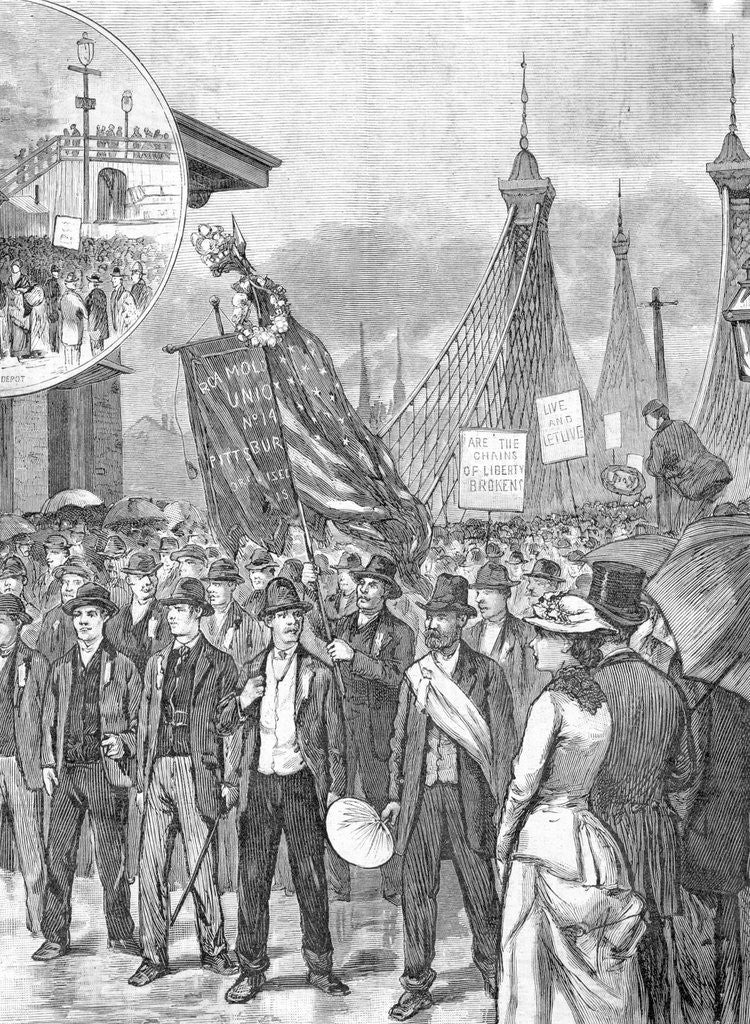 Detail of Illus/Labor Parade Passsing Over Bridge by Anonymous