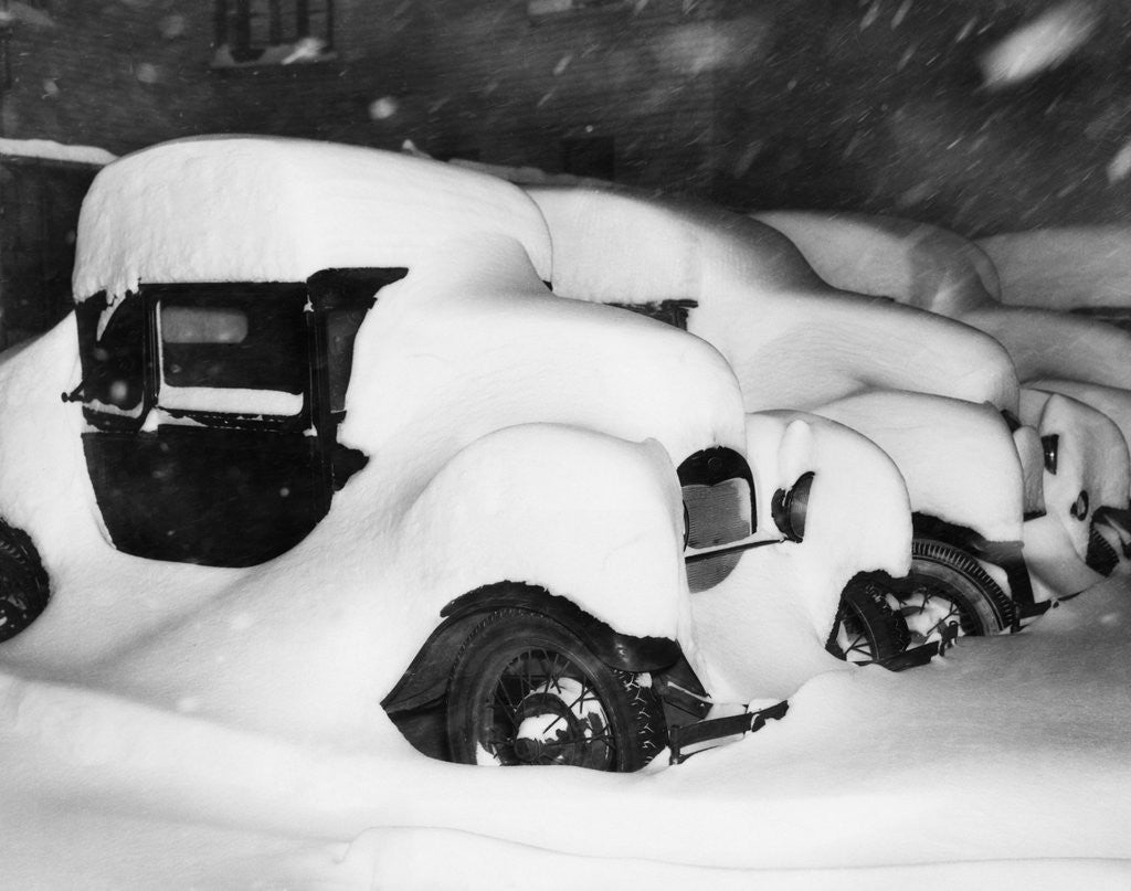 Detail of Cars Buried by Heavy Snowfall