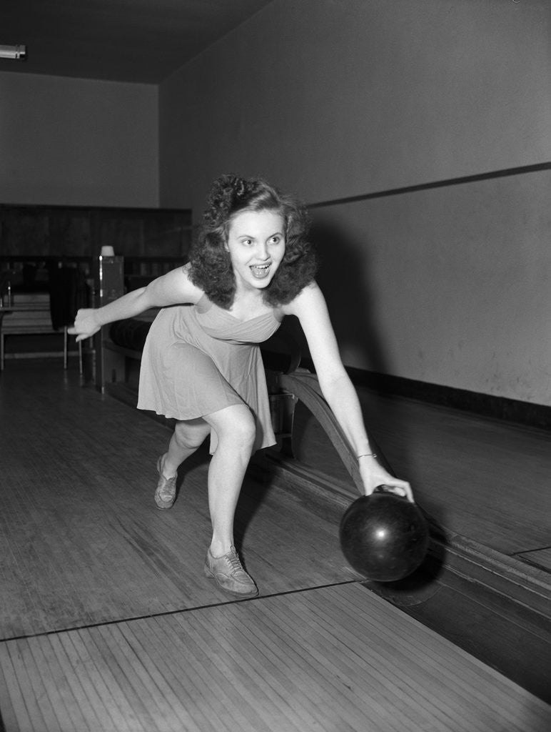 Detail of Young Woman Bowling by Anonymous