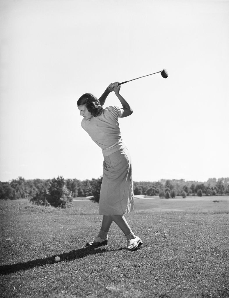 Detail of Woman Swinging Golf Club by Anonymous