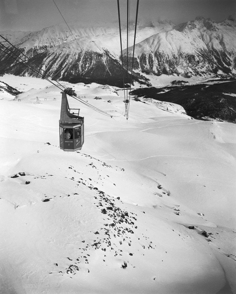 Detail of View of Cable with Mountains in Background by Anonymous