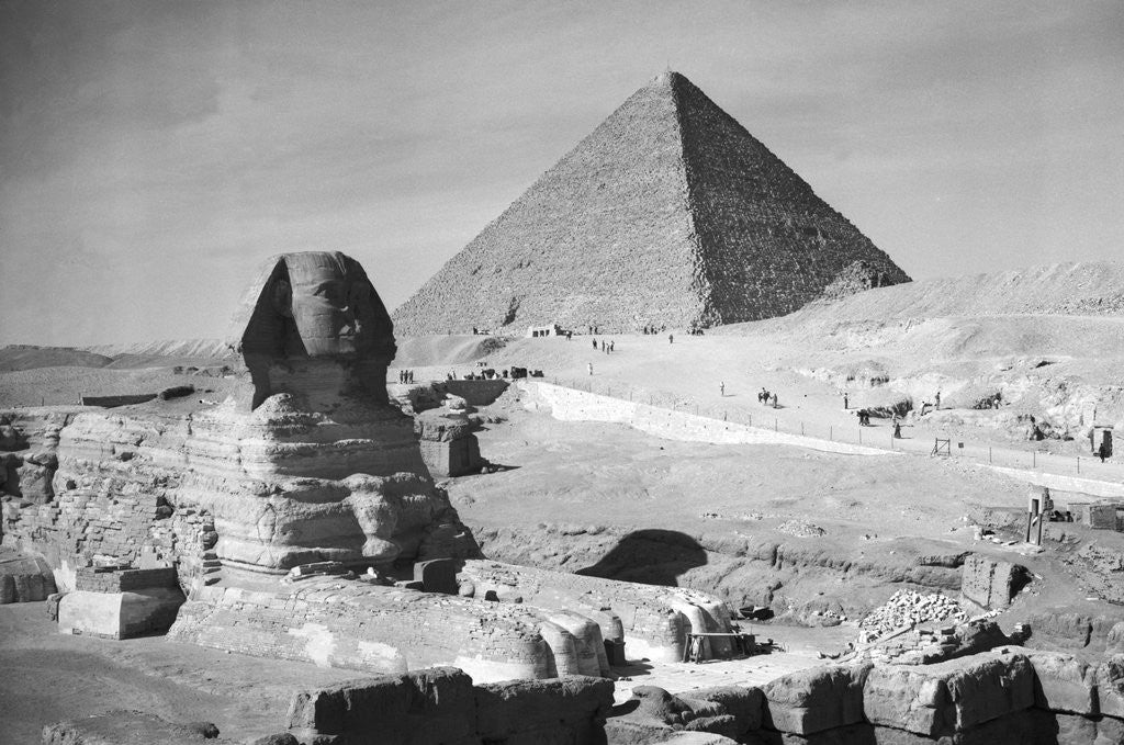 Detail of Sphinx And Great Pyramid Of Gizeh by Corbis