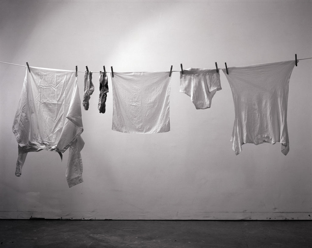 Detail of Clothes/Socks/Underwear On Clothesline by Anonymous