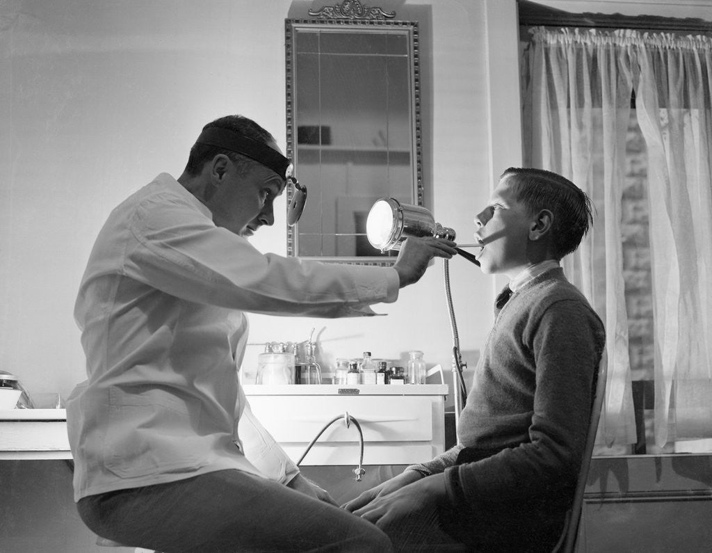 Detail of Doctor Examining Boy Patient by Anonymous
