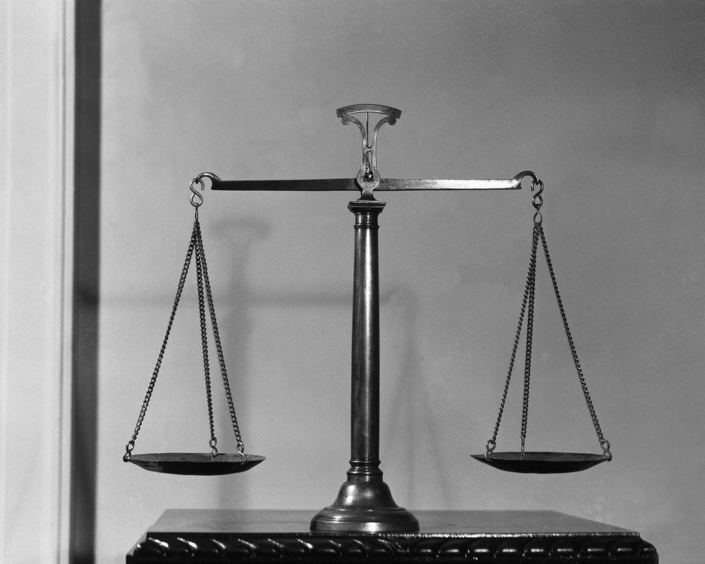 Detail of Balancing Scales On Table by Anonymous