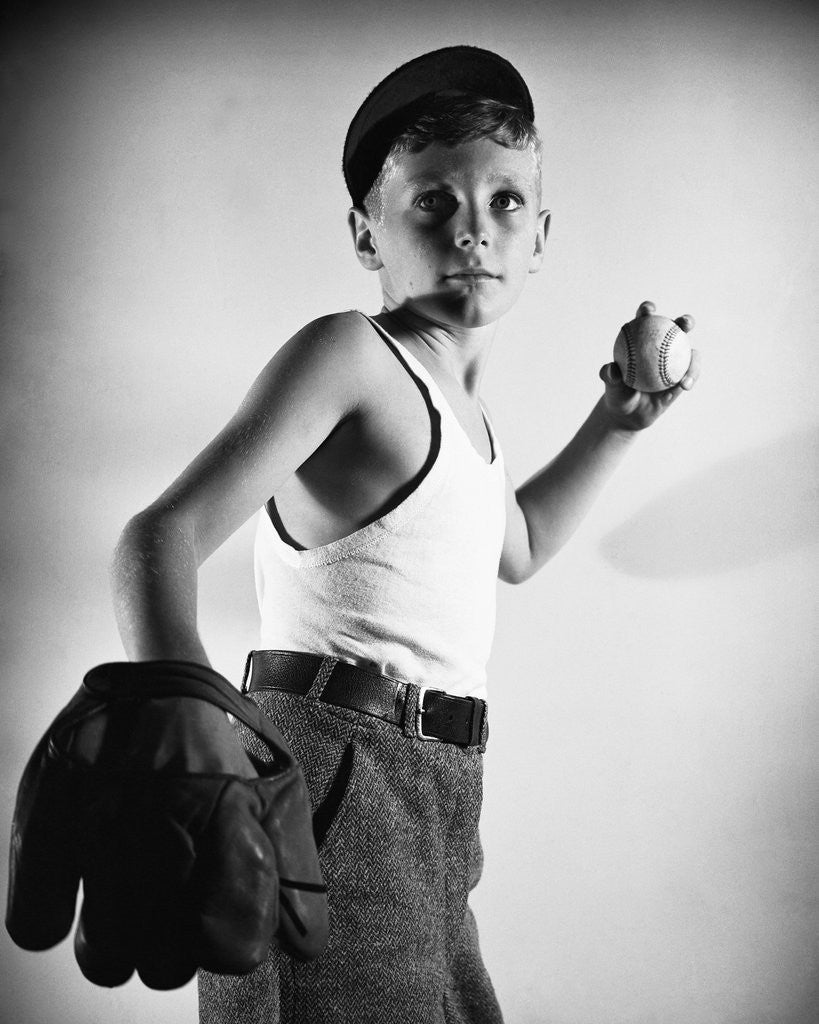 Detail of Boy with Baseball and Glove by Anonymous