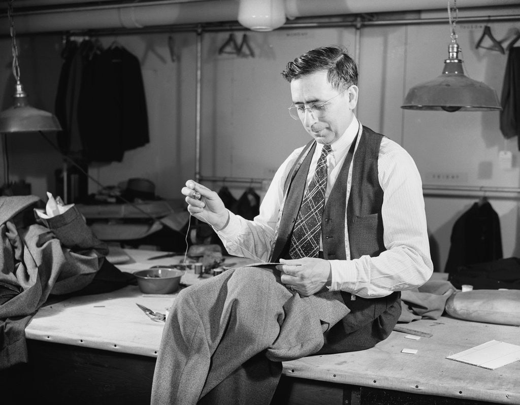 Detail of Tailor Sewing a Jacket by Anonymous