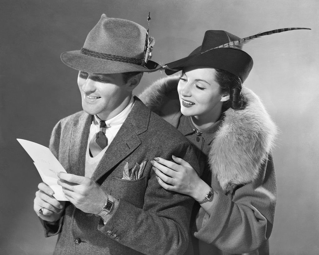 Detail of Couple Reading Letter by Anonymous