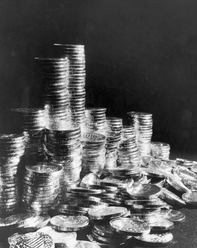 Detail of Stacks of Coins by Anonymous