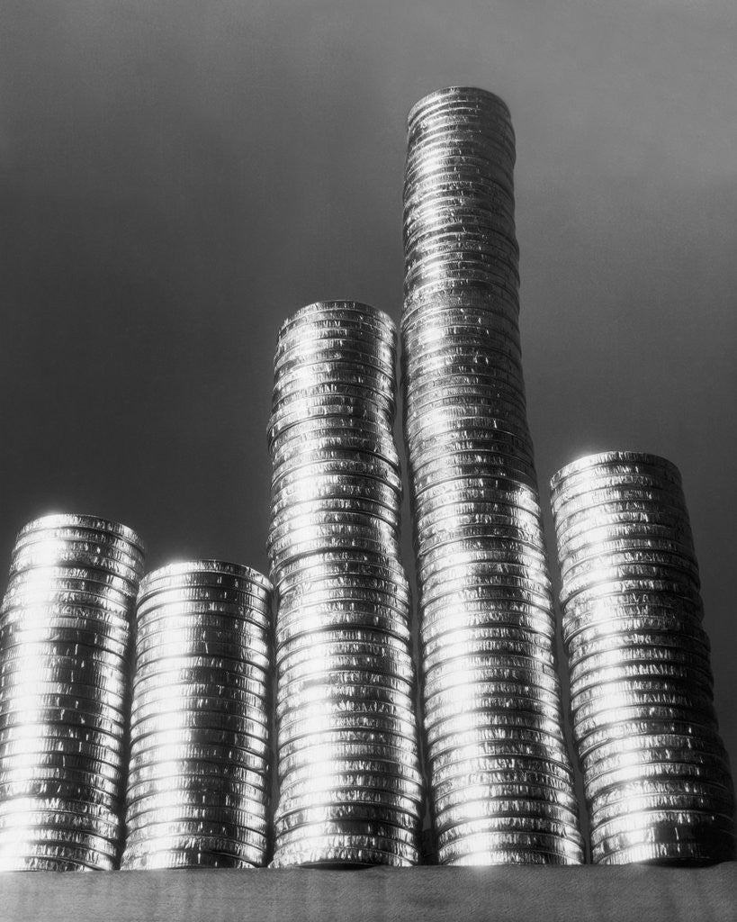 Detail of Stacks of Coins by Anonymous