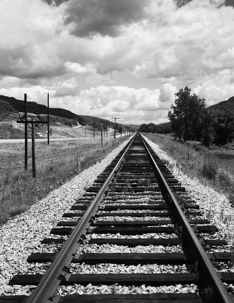 Detail of Railroad Tracks Stretching into the Distance by Anonymous