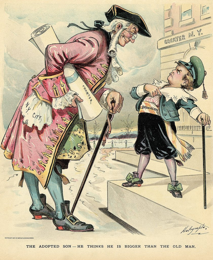 Detail of Cartoon of Brooklyn, Greater New York by Anonymous