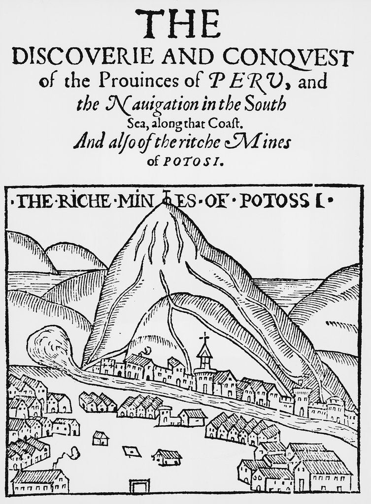 Detail of Illustration Town of Potosi in Mountains by Anonymous