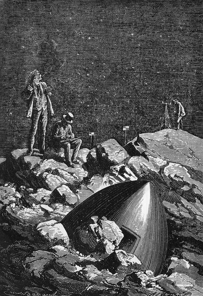 Detail of Illus. Of Men On Rocks W/Crashed Craft by Anonymous