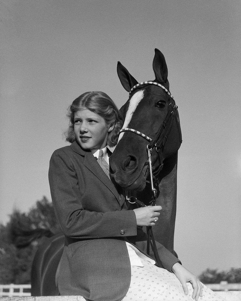 Detail of Teenage Girl with Her Horse by Corbis