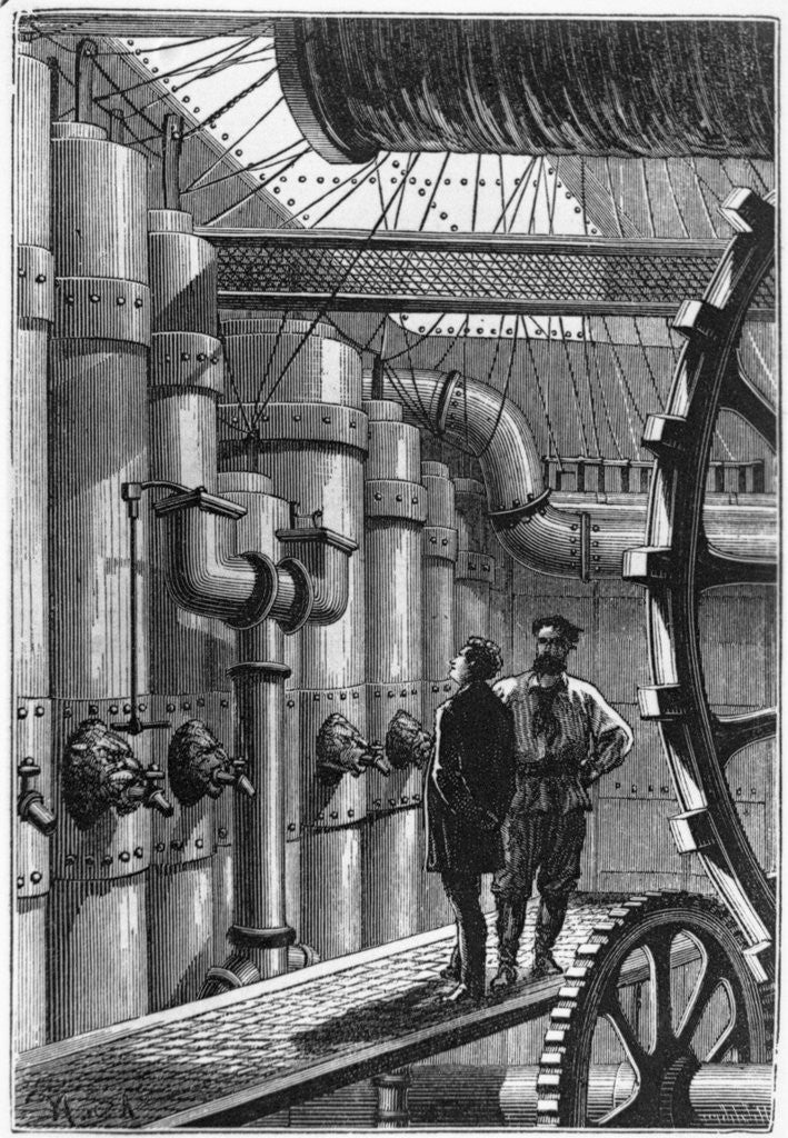 Detail of Illustration of the Engine Room of the Nautilus by Anonymous