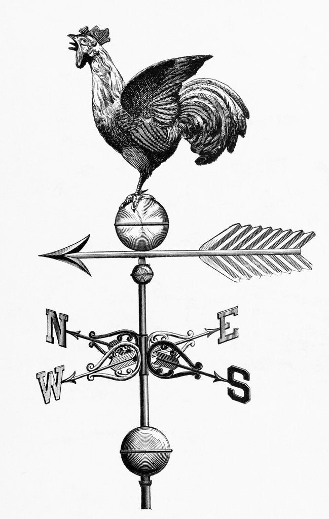 Detail of Rooster W/Outstretched Wings On Vane by Corbis