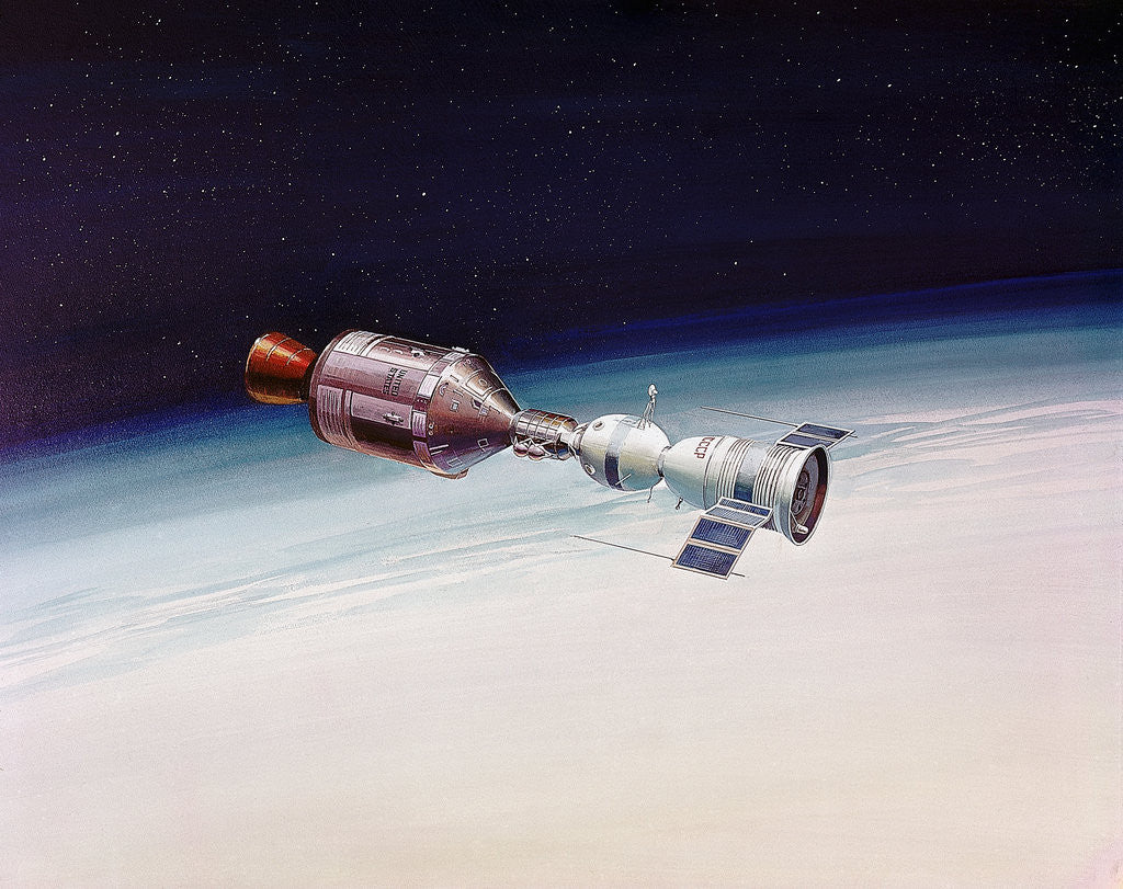 Detail of Artist's Concept of Joint Appolo-Soyuz by Anonymous