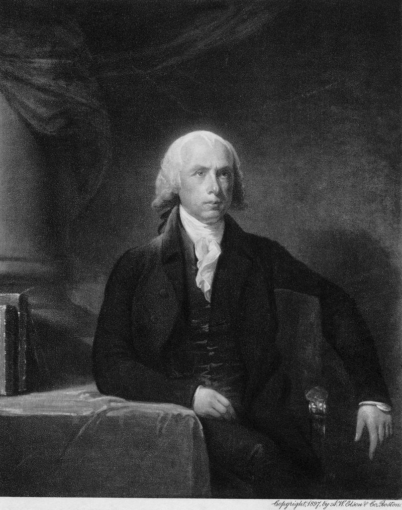 Detail of James Madison Seated At Table/Illustrati by Corbis