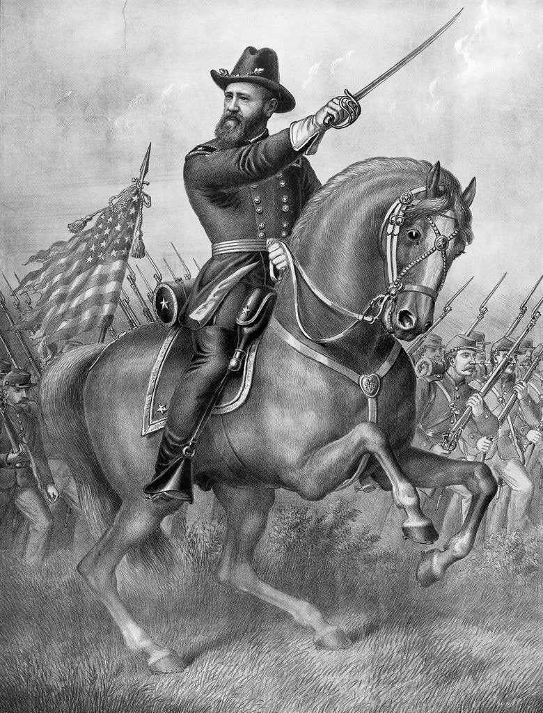Detail of Benjamin Harrison Riding Horse/Civil War by Corbis