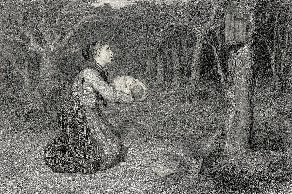 Detail of Peasant Woman Kneels at Forest Shrine by Anonymous