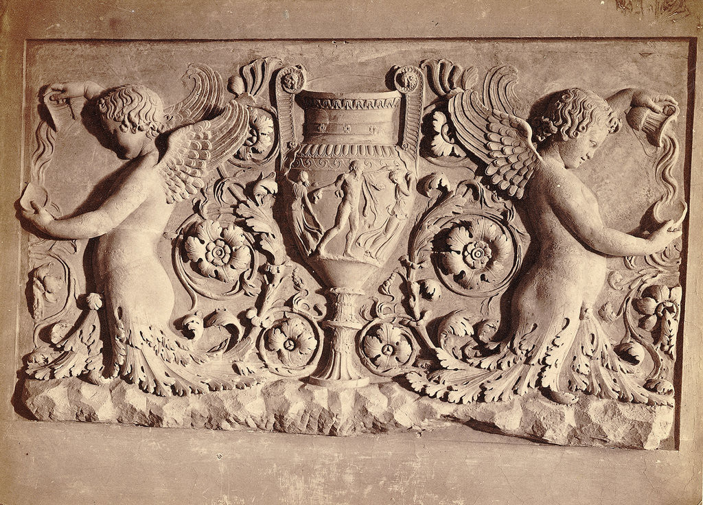 Detail of Relief Sculpture Of Cherubs By Fountain by Anonymous