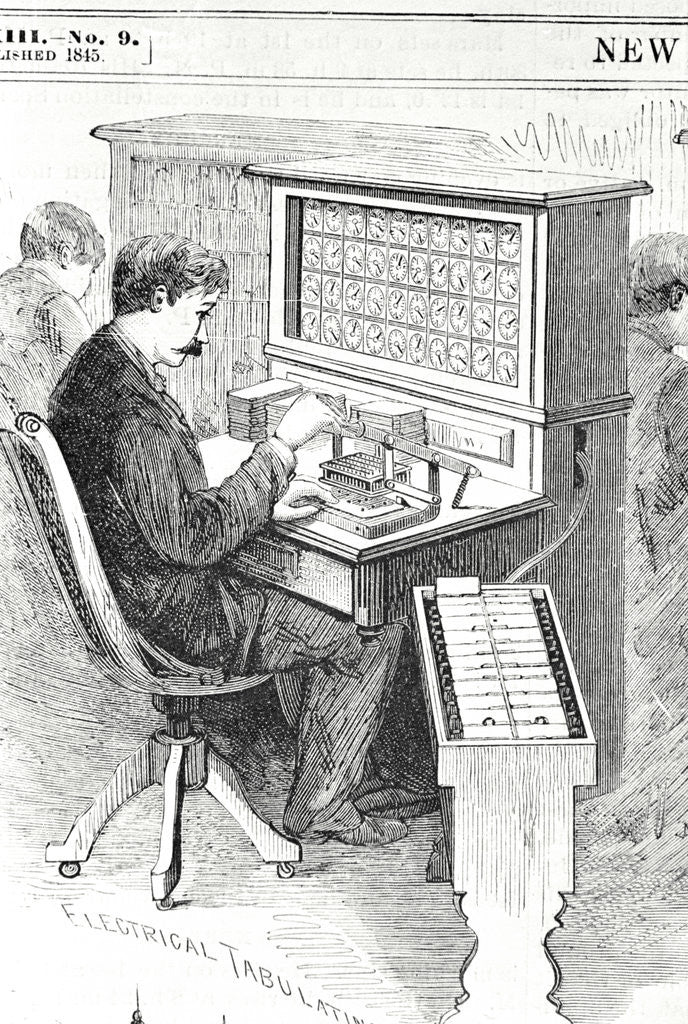 Print of a Man at an Electrical Tabulation Machine by Corbis
