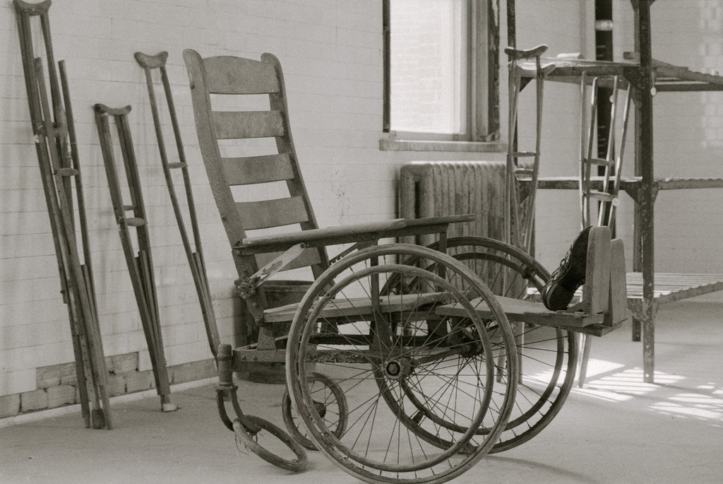 Detail of Wheelchair and Crutches at Ellis Island by Anonymous