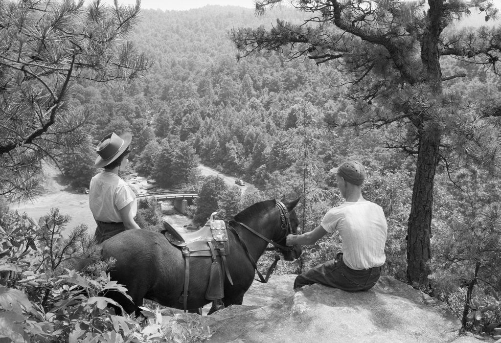 Detail of Horseback Riders Rest To Admire View by Anonymous