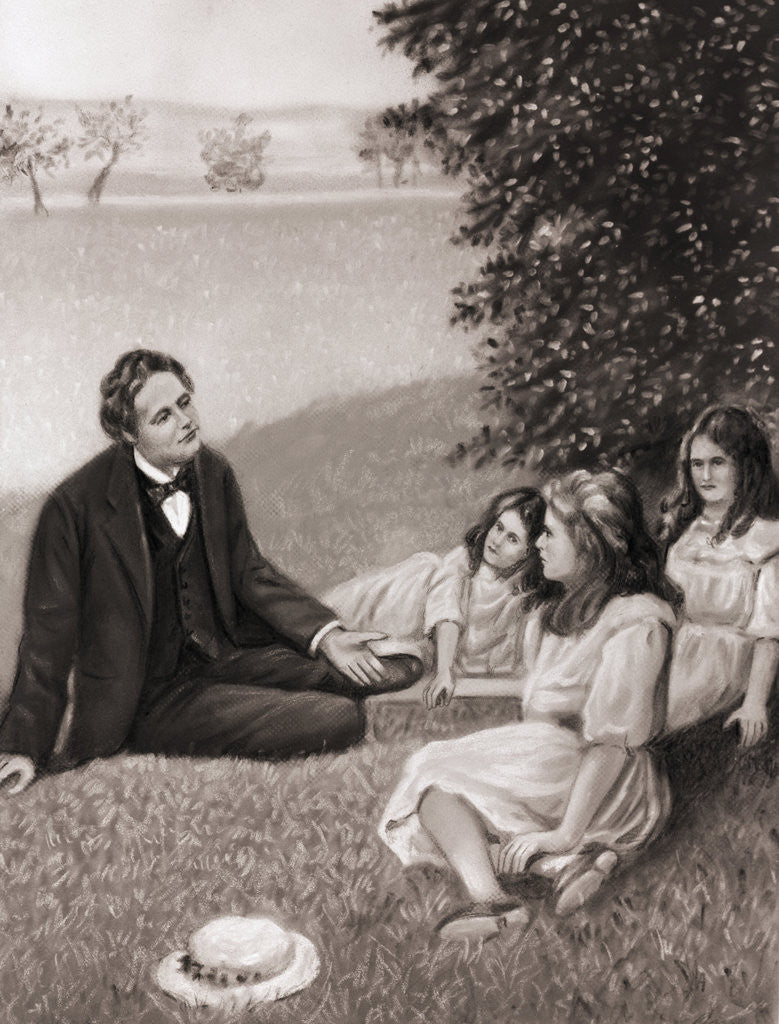 Detail of Lewis Carroll Reading/Children/Painting by Anonymous