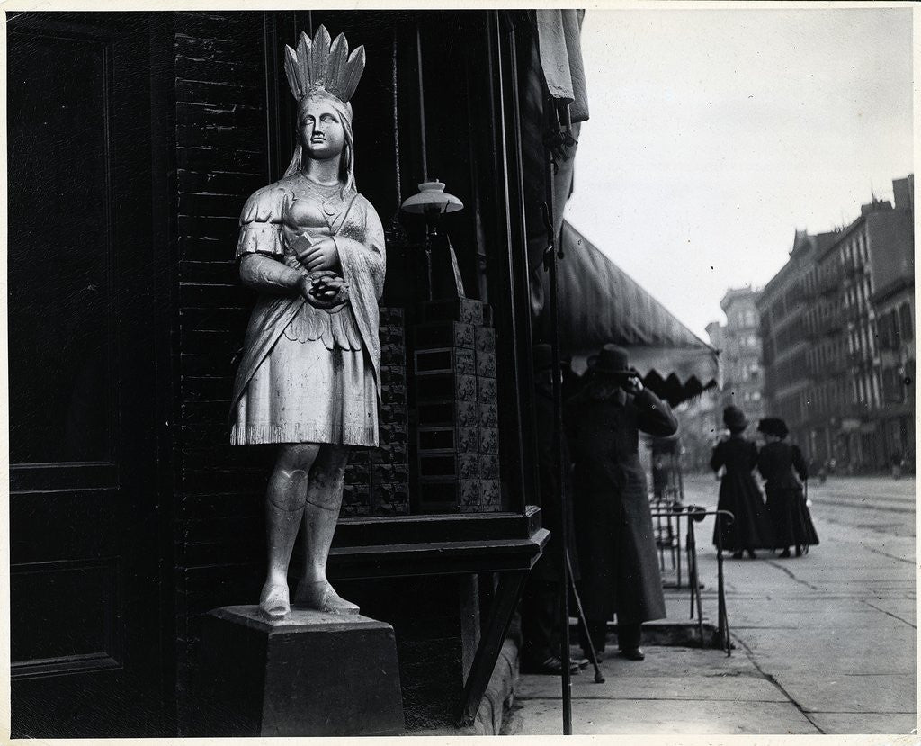 Detail of Wooden Native American Store Statue by Anonymous