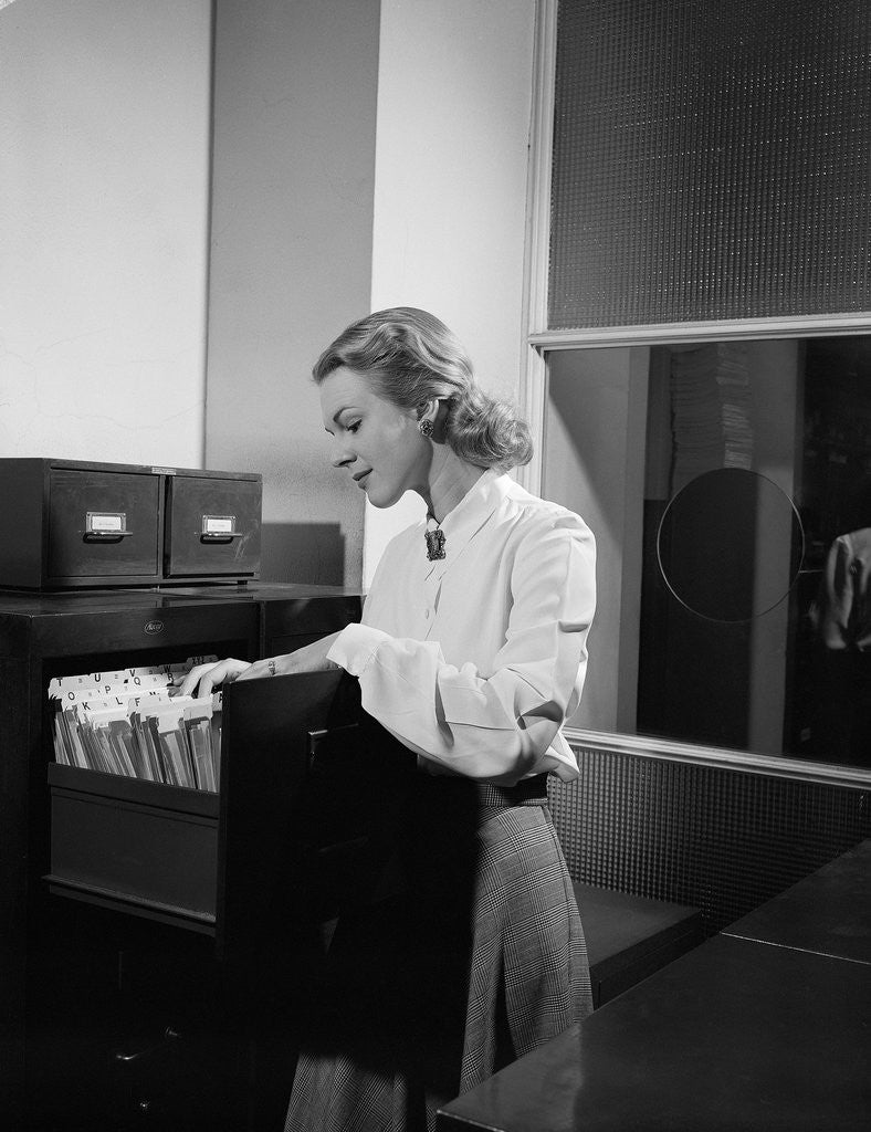 Detail of Woman and File Cabinet by Anonymous