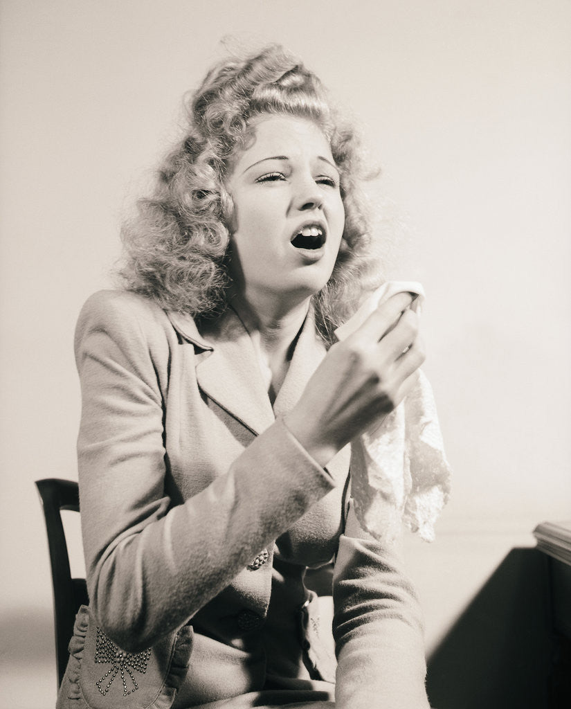 Detail of Glamour Girl About to Sneeze by Corbis