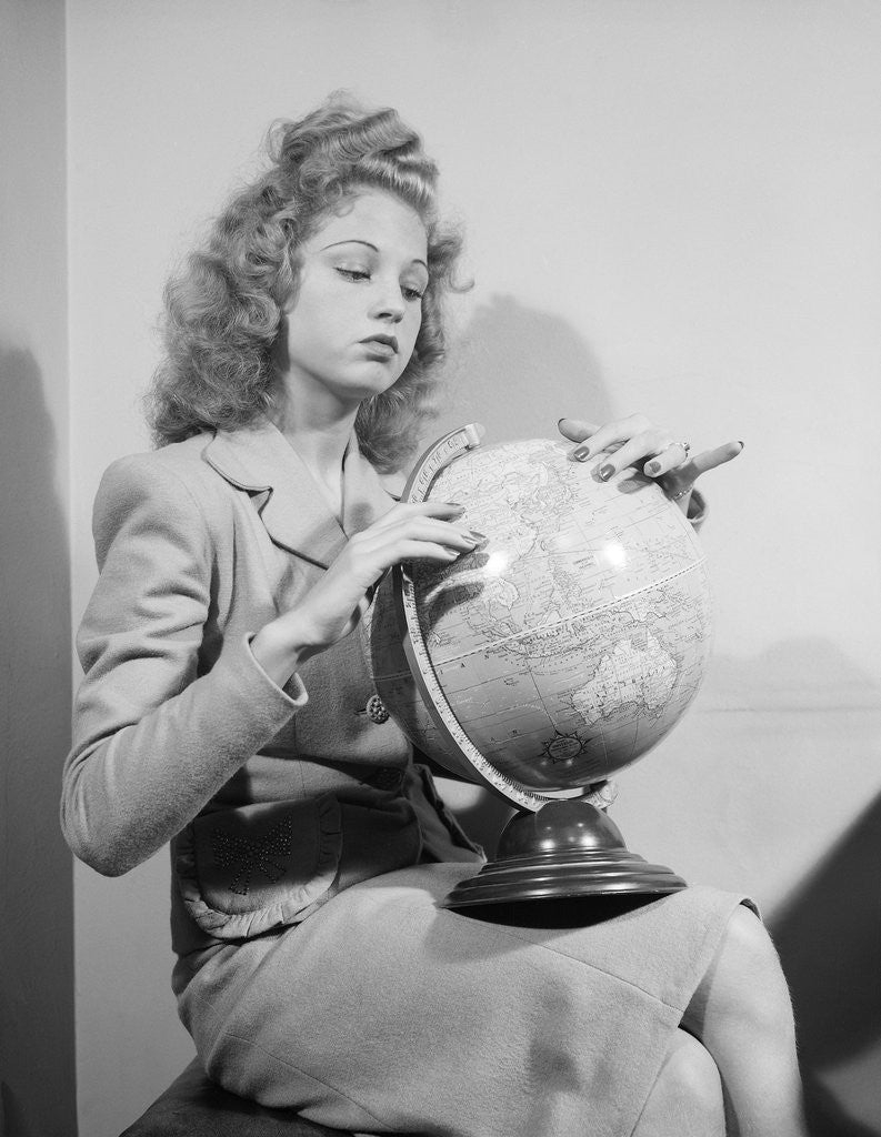 Detail of Woman Seated with Globe by Anonymous