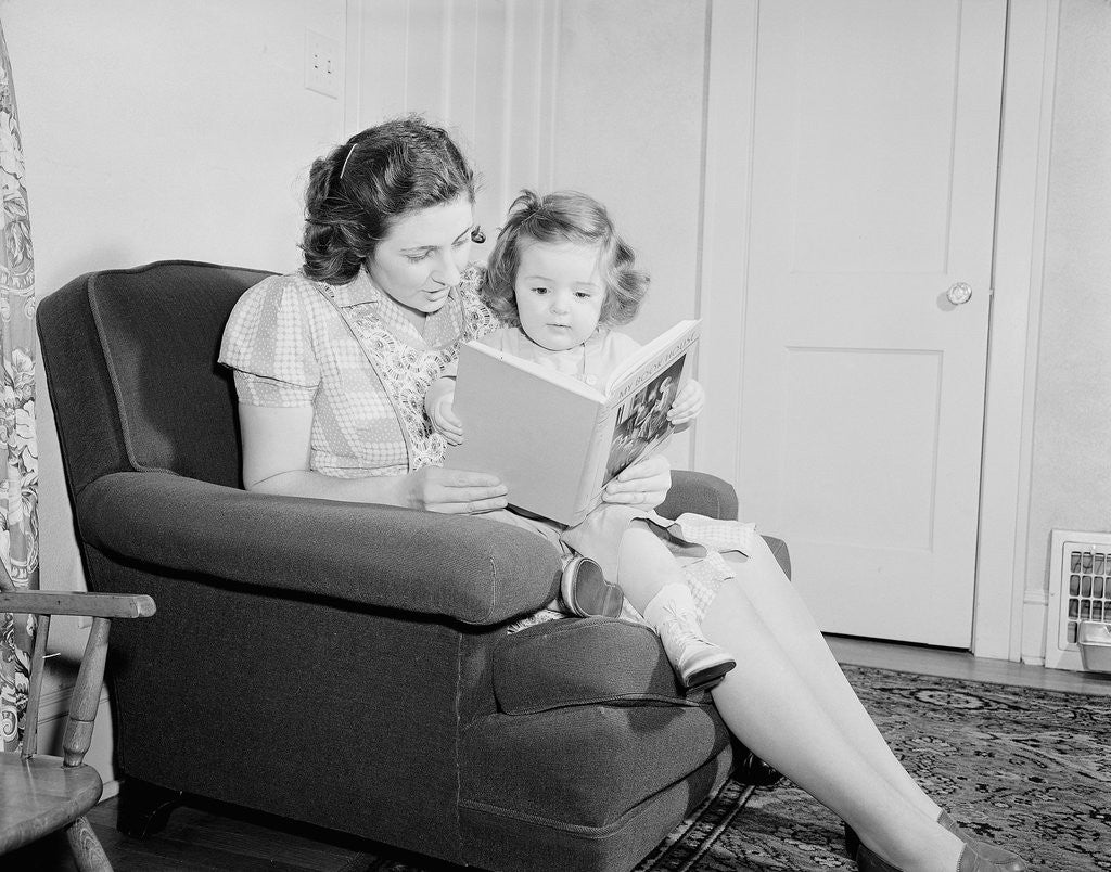 Detail of Mother Reading to Daughter by Anonymous