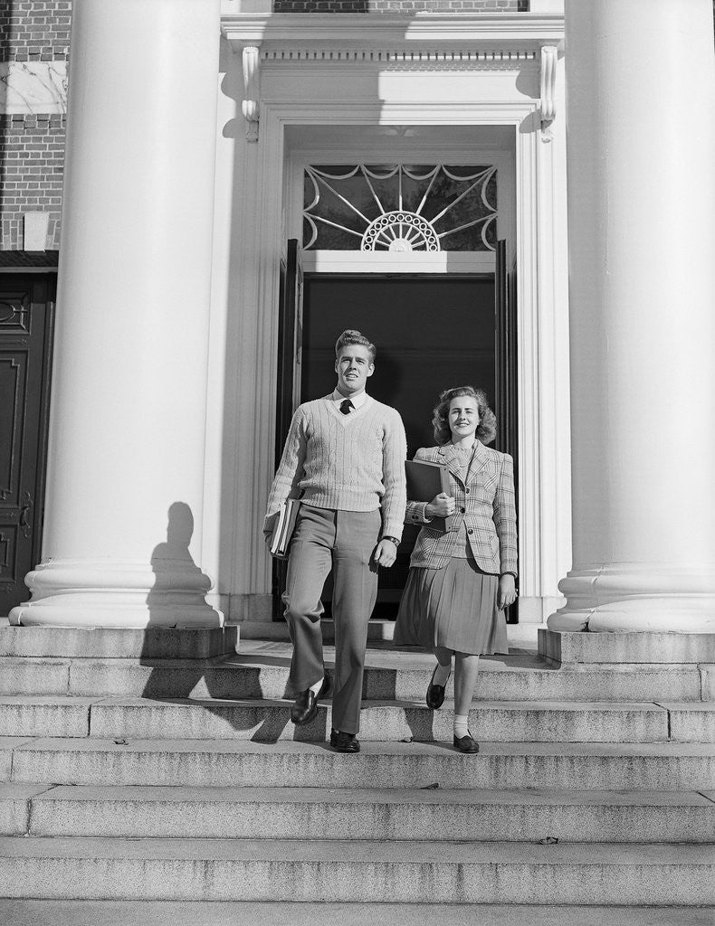 Detail of College Students on Building Steps by Anonymous