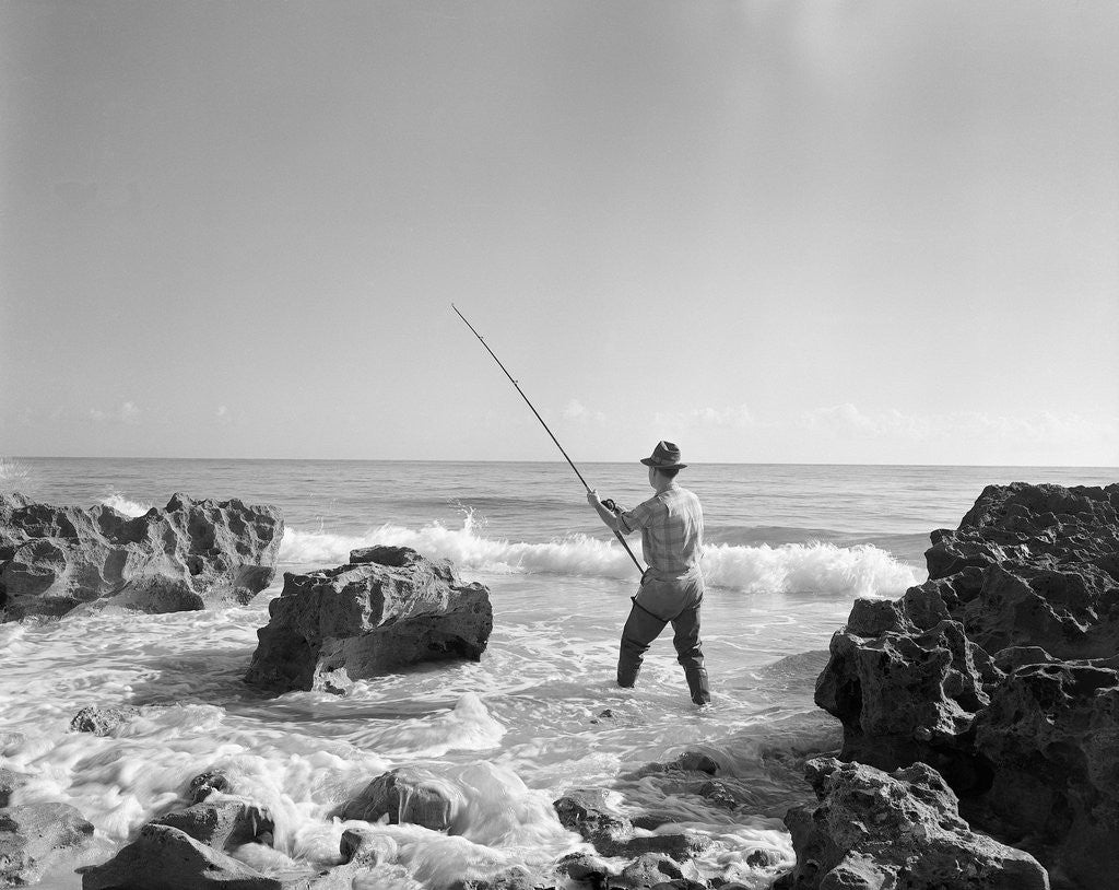 Detail of Man Surf Fishing by Anonymous