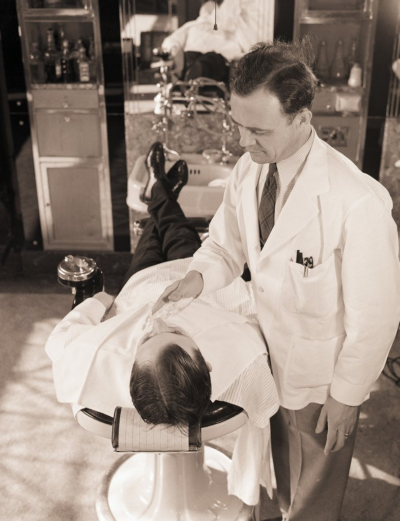 Detail of Man Being Shaved By Barber by Anonymous