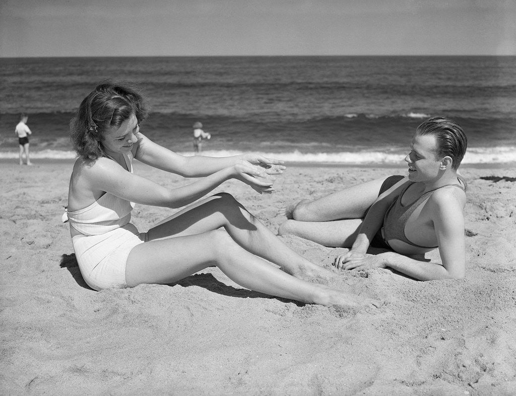Detail of Couple at the Beach by Anonymous